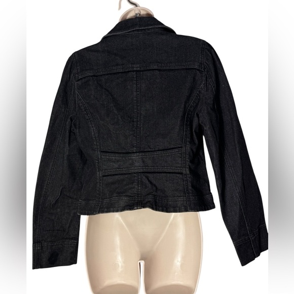 Ann Taylor LOFT Size 8 Denim Cotton Blend Black Jean Blazer Jacket - Picture 7 of 14
